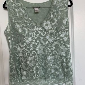 TSD Two Star Dog Vintage Lace Light Green Tank Top